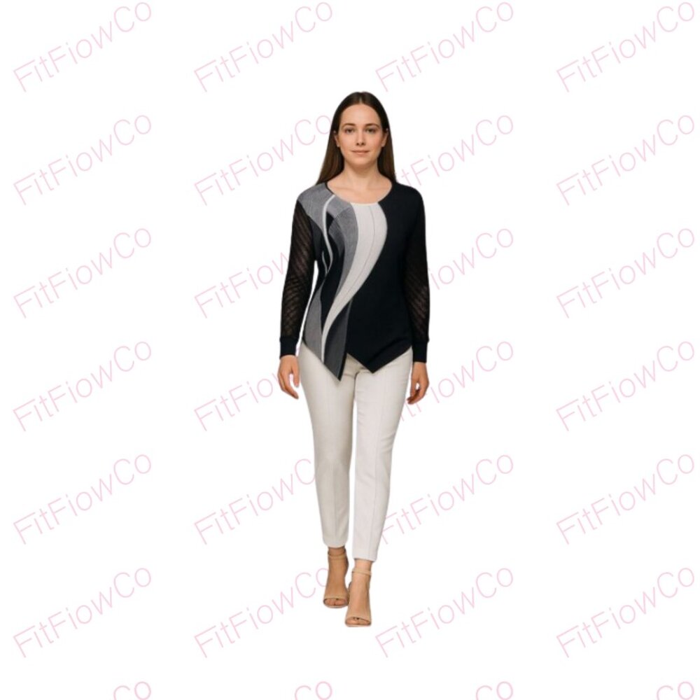 Modern Abstract Blouse – Size M – NWT